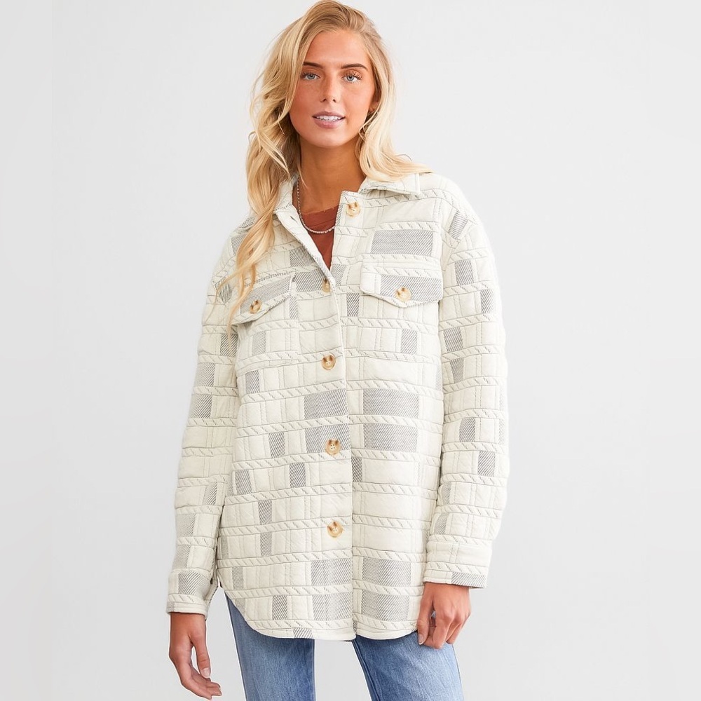 Buckle/BKE Women's Beige Textured Quilted Shacket/Jacket‎ Button Down | NEW/NWOT - Picture 2 of 15